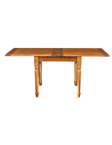 Mesa quadrada com extensão dobrável em madeira maciça. Feito à mão, feito na Itália. Visão totalmente aberta Mesa quadrada com extensão dobrável em madeira maciça. Feito à mão, feito na Itália. Visão totalmente aberta