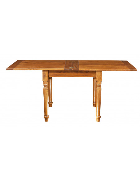 Square table with solid wood extension. Made by hand, Made in Italy. View completely open