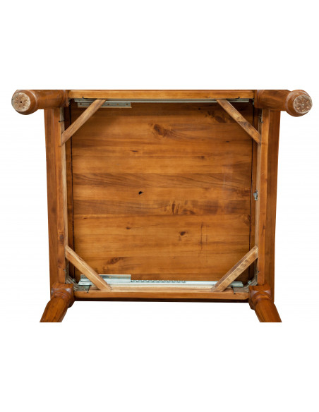 Tavolo allungabile Country in legno massello di tiglio finitura noce 90x90x80 cm. Made in Italy