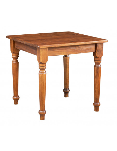 Country-style solid lime wood , walnut finishW 80xDP80xH78 cm sized fixed table. Made in Italy