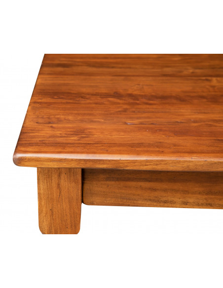 Table non extensible Style rustique en bois massif finition tilleul et noyer L80xPR80xH78 cm