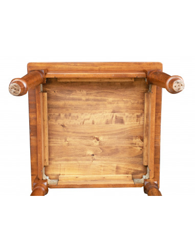 Table non extensible Style rustique en bois massif finition tilleul et noyer L80xPR80xH78 cm Table non extensible Style rustique en bois massif finition tilleul et noyer L80xPR80xH78 cm