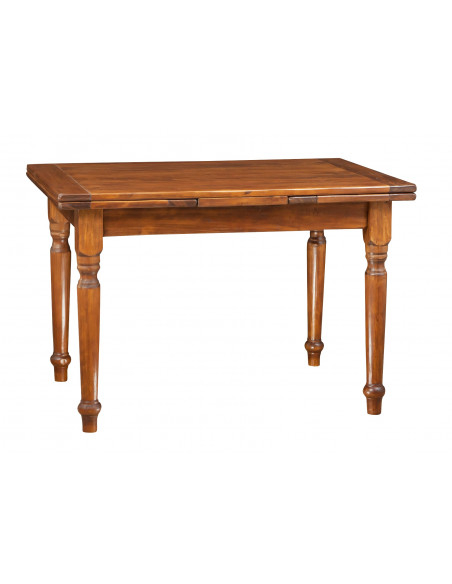 Country-style solid lime wood walnut finish W120XDP80XH80cm sized extensible table. Made in Italy