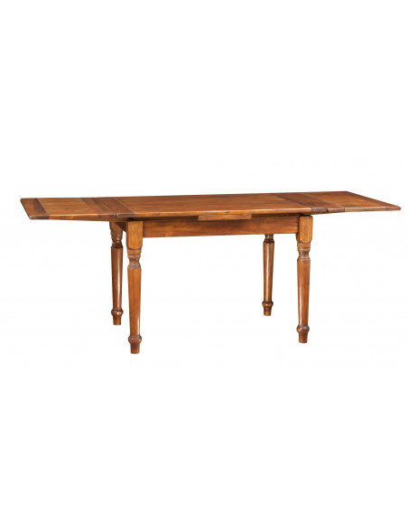 País mesa extensível em madeira maciça telha acabamento noz 120x80x80 cm. Feito em Itália