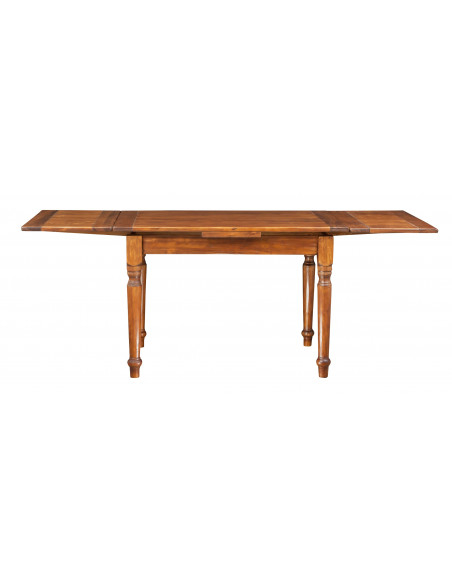 País mesa extensível em madeira maciça telha acabamento noz 120x80x80 cm. Feito em Itália
