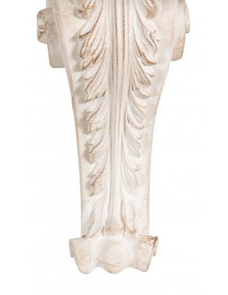 PRATELEIRA DE PAREDE EM MADEIRA ACABAMENTO BRANCO ANTIGO L39XDP24XH33 CM