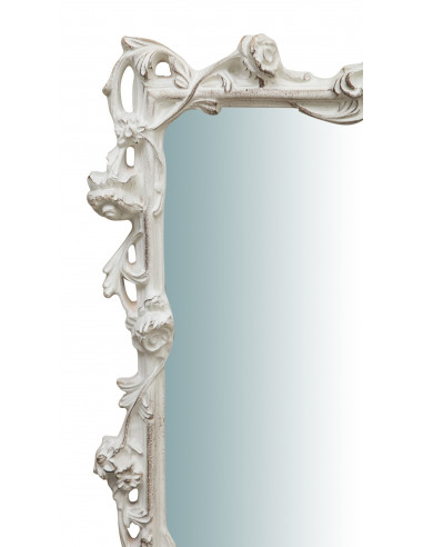 SPECCHIERA DA PARETE IN LEGNO FINITURA FOGLIA BIANCO ANTICATO L59XPR6XH98 CM. MADE IN ITALY SPECCHIERA DA PARETE IN LEGNO FINITURA FOGLIA BIANCO ANTICATO L59XPR6XH98 CM. MADE IN ITALY