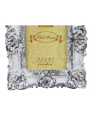 PORTAFOTO DA APPOGGIO VERTICALE/ORIZZONTALE IN RESINA FINITURA BIANCO ANTICATA L10,5XPR2XH13 CM  PORTAFOTO DA APPOGGIO VERTICALE/ORIZZONTALE IN RESINA FINITURA BIANCO ANTICATA L10,5XPR2XH13 CM