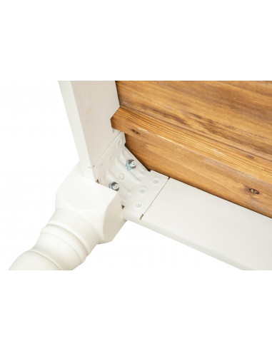 Tavolo Country allungabile in legno massello di tiglio struttura bianca anticata piano noce 220x100x80 cm. Made in Italy Tavolo Country allungabile in legno massello di tiglio struttura bianca anticata piano noce 220x100x80 cm. Made in Italy