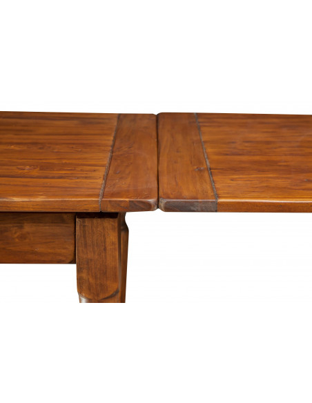 Extendable table in solid walnut wood: detail of the top. By Biscottini
