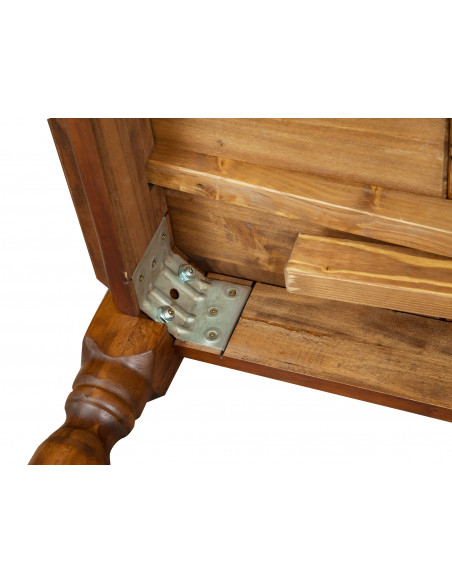 Mesa extensible en madera maciza de nogal: detalle del bloque de pata. Por Biscottini