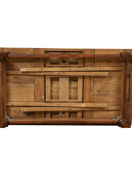 Tavolo allungabile Country in legno massello di tiglio finitura noce 140x80x80 cm. Made in Italy