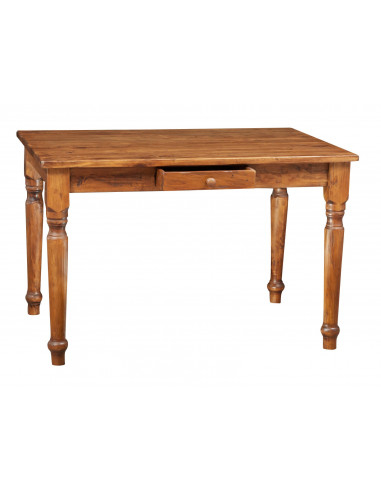 Tavolo scrittoio Country in legno massello di tiglio finitura noce 120x80x80 cm. Made in Italy Tavolo scrittoio Country in legno massello di tiglio finitura noce 120x80x80 cm. Made in Italy