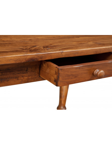 Tavolo scrittoio Country in legno massello di tiglio finitura noce 120x80x80 cm. Made in Italy