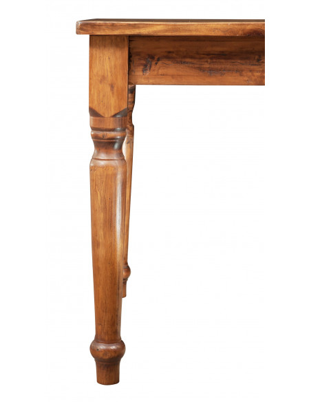Tavolo scrittoio Country in legno massello di tiglio finitura noce 120x80x80 cm. Made in Italy