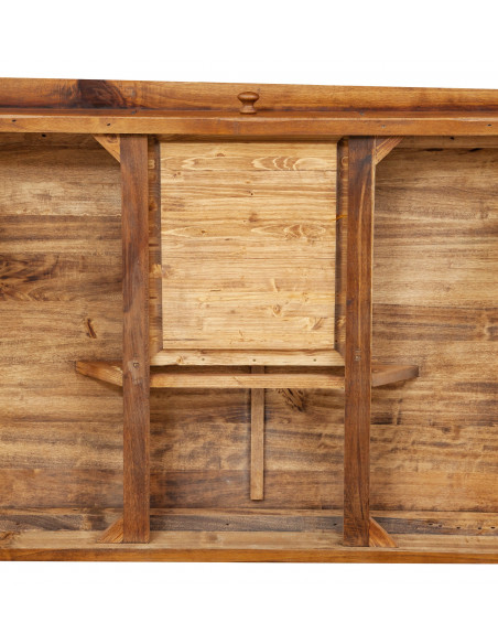 Tavolo scrittoio Country in legno massello di tiglio finitura noce 120x80x80 cm. Made in Italy