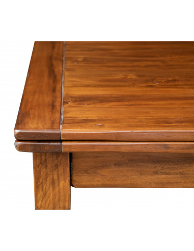 Tavolo allungabile a libro Country in legno massello di tiglio finitura noce 120x120x80 cm. Made in Italy Tavolo allungabile a libro Country in legno massello di tiglio finitura noce 120x120x80 cm. Made in Italy