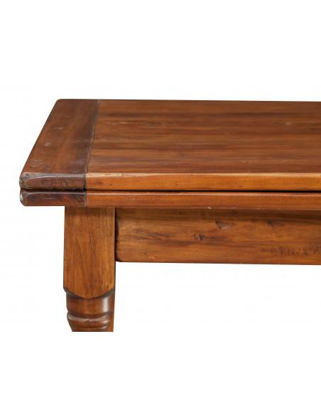 Table à rallonge en bois, fabriquée en Italie. Détail du côté avec extension fermée