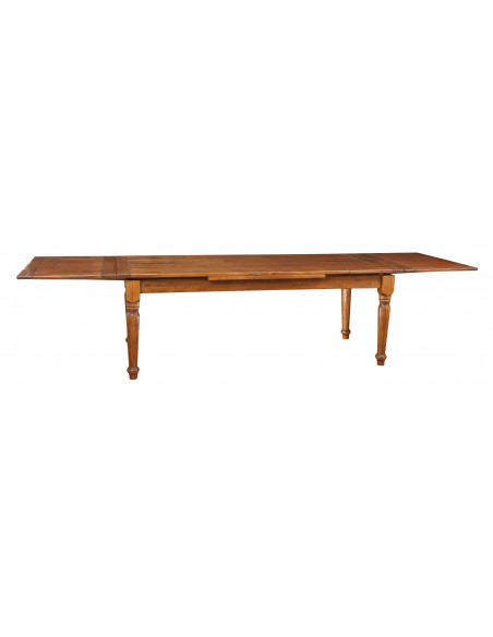 Mesa Country extensível em madeira maciça de lima, acabamento em nogueira, 220x100x80 cm. Feito na Itália
