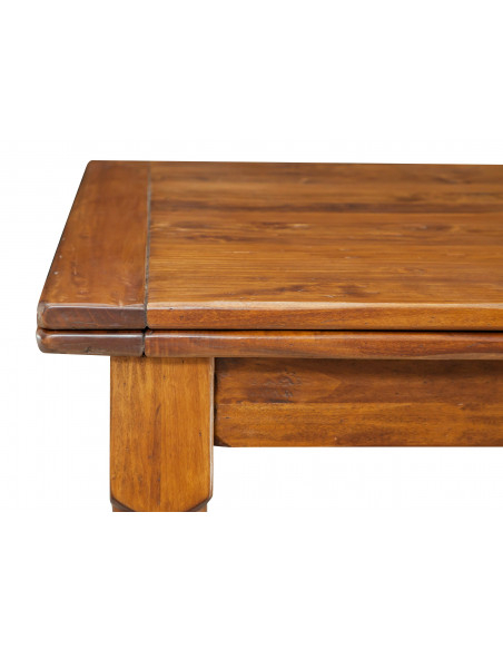 Mesa Country extensível em madeira maciça de lima, acabamento em nogueira, 220x100x80 cm. Feito na Itália