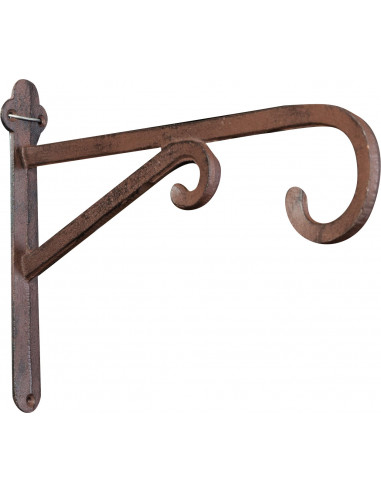 Mensola in ghisa con gancio da muro in ghisa finitura ruggine anticata  L36xPR5xH27 cm