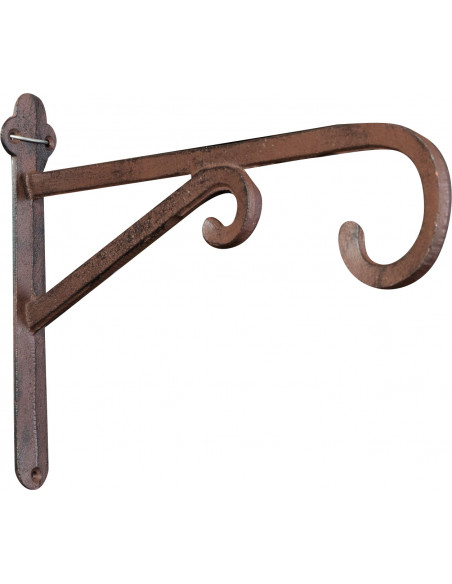 Mensola in ghisa con gancio da muro in ghisa finitura ruggine anticata  L36xPR5xH27 cm