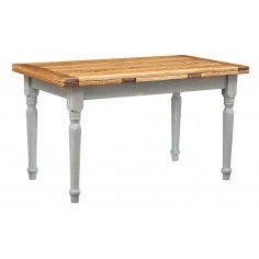 Extendable table in solid gray-natural lime wood. Handmade by Biscottini