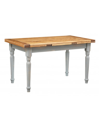 Table à rallonge en bois de tilleul gris-naturel massif. Fait à la main par Biscottini