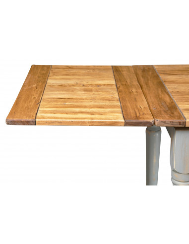 Extendable table in solid wood of natural-gray linden, open extension. Handmade by Biscottini Extendable table in solid wood of natural-gray linden, open extension. Handmade by Biscottini