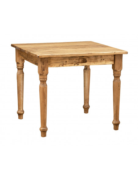Square Country table in solid lime wood natural finish. Made in Italy