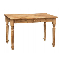 Country-style solid lime wood  natural finish W120XDP80XH80 cm +E1182 cm sized desk table. Made in Italy