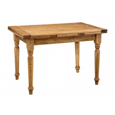 Tavolo Country allungabile in legno massello di tiglio finitura naturale 120x80x80 cm. Made in Italy