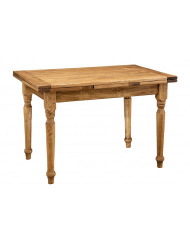Country-style solid lime wood natural finish W120XDP80XH80cm sized extebsible table. Made in Italy