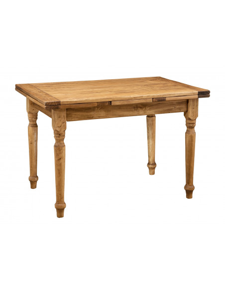 Table à rallonge  en bois massif de tilleul, finition noyer L120xPR80xH80 cm