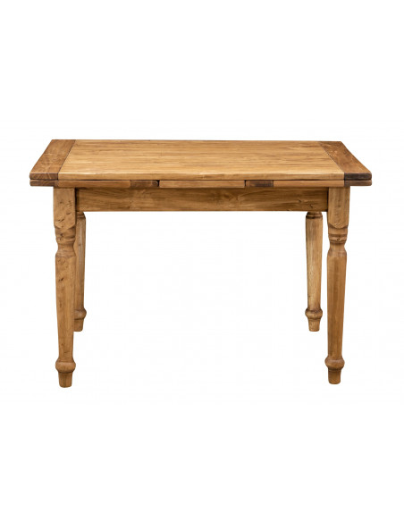 Table à rallonge  en bois massif de tilleul, finition noyer L120xPR80xH80 cm