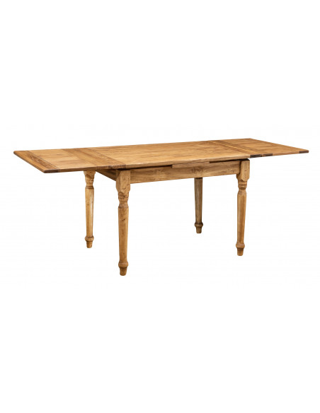 Table à rallonge  en bois massif de tilleul, finition noyer L120xPR80xH80 cm