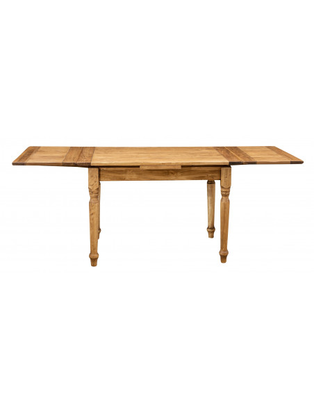Table à rallonge  en bois massif de tilleul, finition noyer L120xPR80xH80 cm
