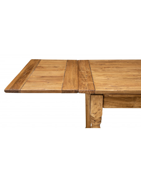 Table à rallonge  en bois massif de tilleul, finition noyer L120xPR80xH80 cm