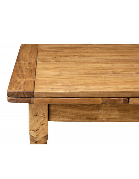 Table à rallonge  en bois massif de tilleul, finition noyer L120xPR80xH80 cm