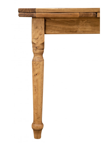 Table à rallonge  en bois massif de tilleul, finition noyer L120xPR80xH80 cm