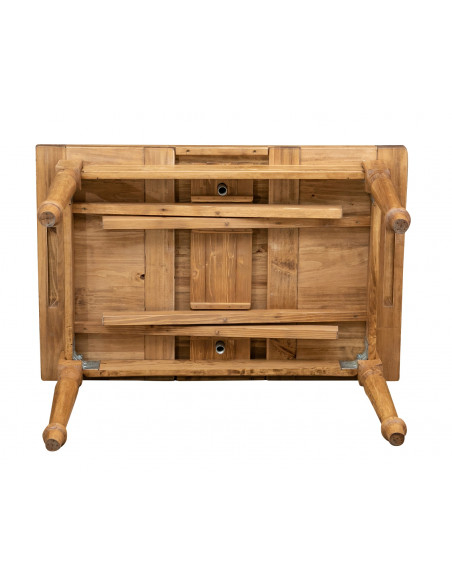Table à rallonge  en bois massif de tilleul, finition noyer L120xPR80xH80 cm