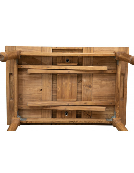Table à rallonge  en bois massif de tilleul, finition noyer L120xPR80xH80 cm