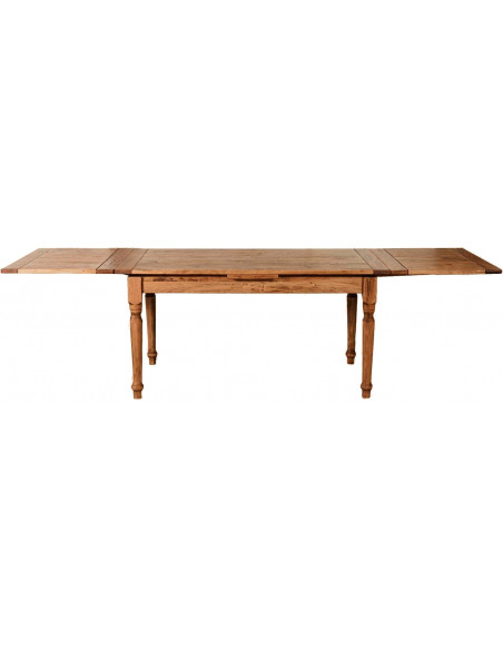 Mesa extensible rectangular de madera maciza, hecha a mano, Made in Italy. Ver completamente abierto