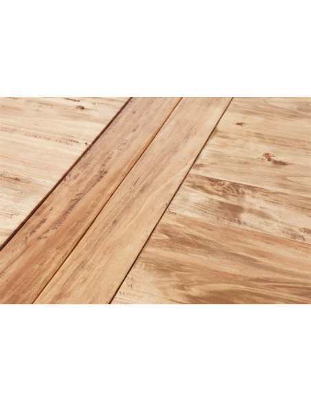 Mesa extensível retangular em madeira maciça, feita à mão, Fabricada na Itália. Detalhe da superfície natural