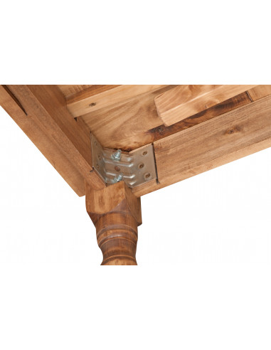 Mesa extensível retangular em madeira maciça, feita à mão, Fabricada na Itália. Detalhe da fixação da perna Mesa extensível retangular em madeira maciça, feita à mão, Fabricada na Itália. Detalhe da fixação da perna