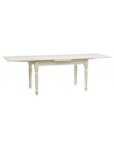 Shabby mesa extensible en madera acabado blanco con extensiones abiertas. Por Biscottini Shabby mesa extensible en madera acabado blanco con extensiones abiertas. Por Biscottini