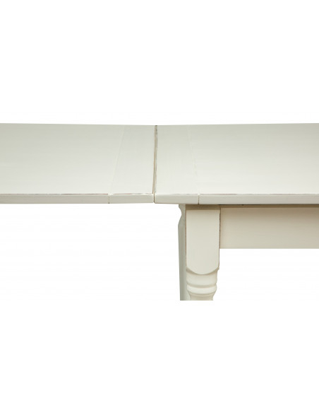 Mesa extensível country em madeira maciça de lima com acabamento branco antigo 160x90x80 cm. Feito na Itália