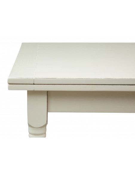 Mesa extensível country em madeira maciça de lima com acabamento branco antigo 160x90x80 cm. Feito na Itália