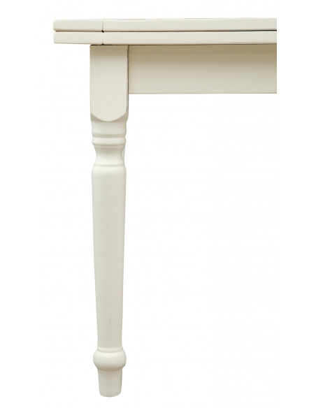 Mesa extensível country em madeira maciça de lima com acabamento branco antigo 160x90x80 cm. Feito na Itália