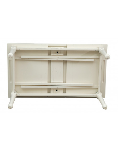 Mesa extensível country em madeira maciça de lima com acabamento branco antigo 160x90x80 cm. Feito na Itália